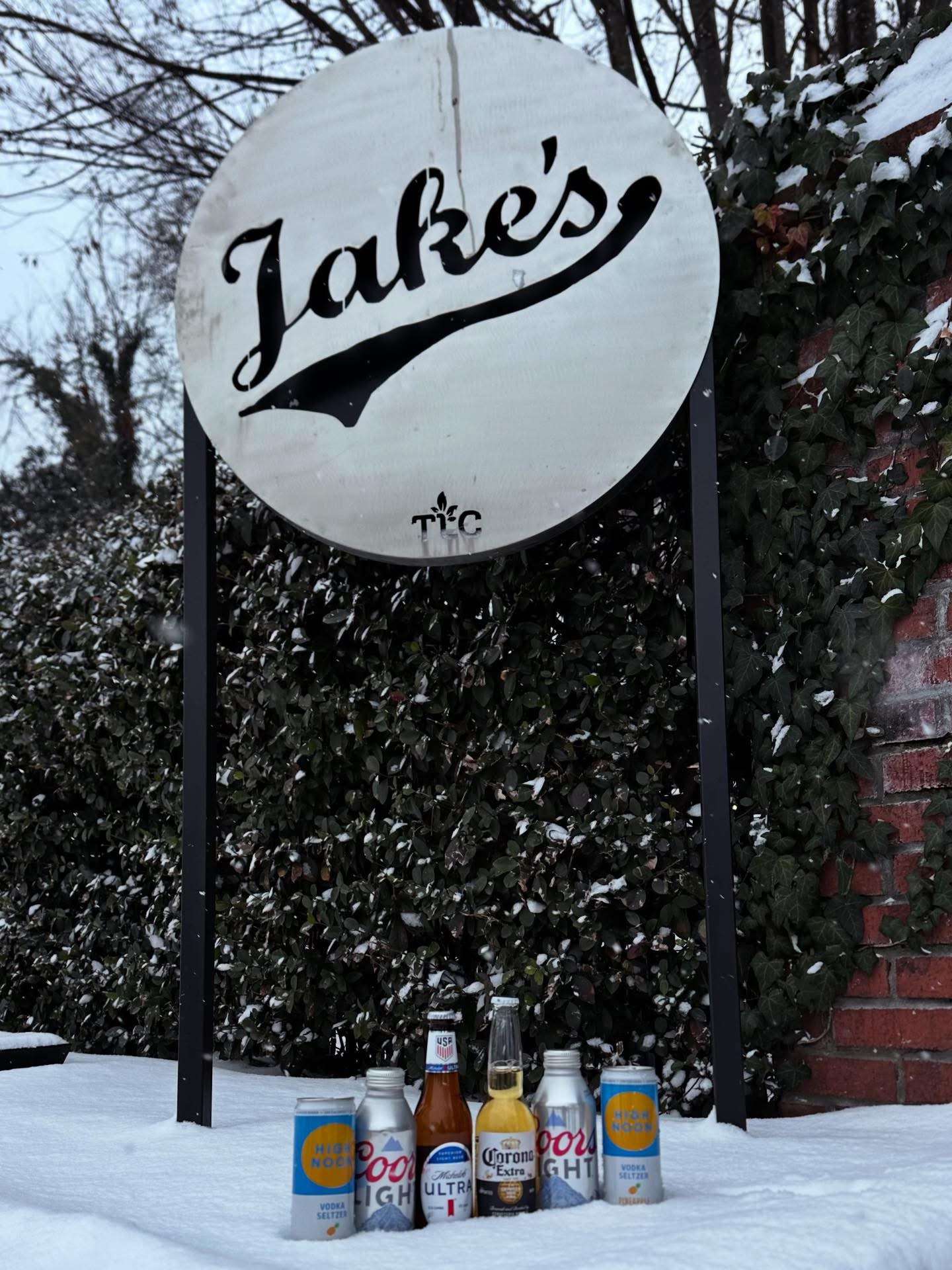 Jake's front sidewalk sign outside the bar in Five Points Columbia South Carolina