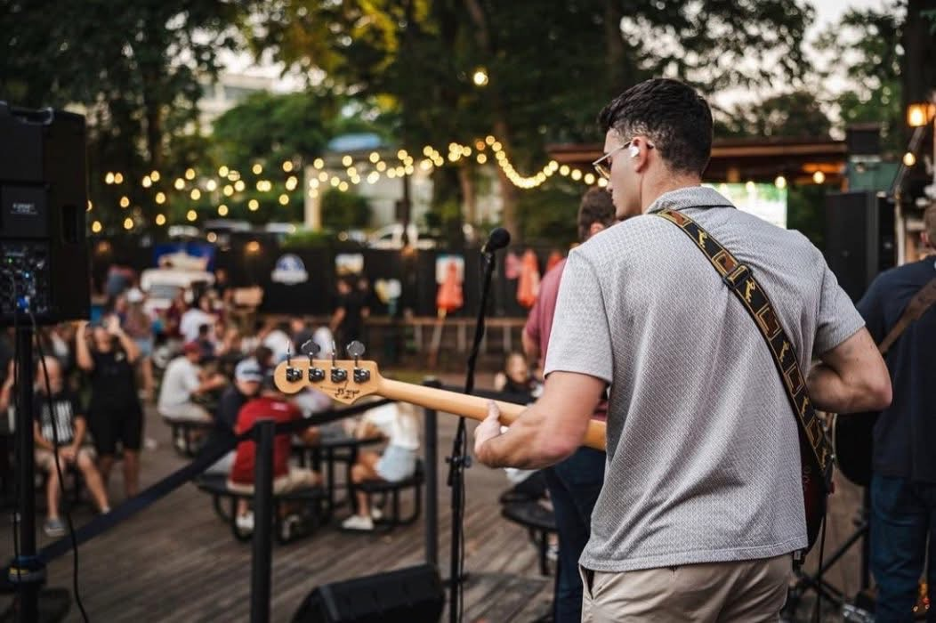 Live band playing on the patio stage at Jake's in Columbia South Carolina