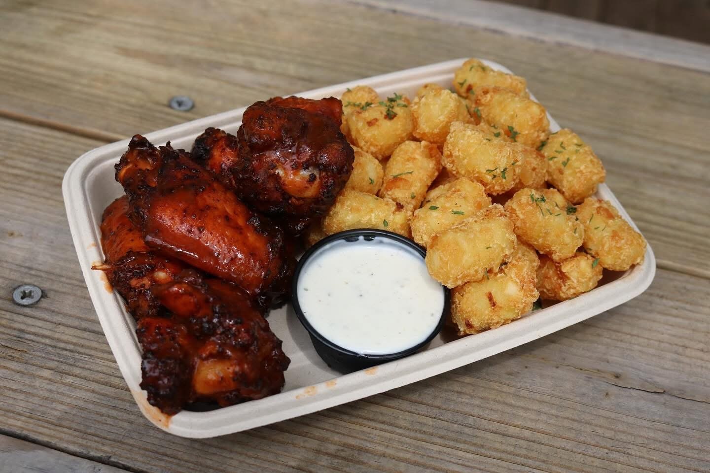 Wing combo with tater tots at Jake's in Columbia South Carolina